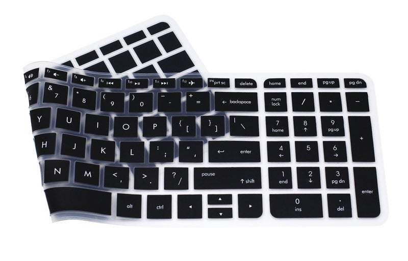 UHamn Silicone Keyboard Cover Skin Compatible with 15.6" HP Pavilion 15-ab 15-ac 15-ae 15-af 15-an 15-ak 15-as 15-ay 15-au 15-ba 15-bc 15-bk 15-ax Series, HP Envy x360 m6-ae151dx m6-p113dx m6-w (Black) - Image 3